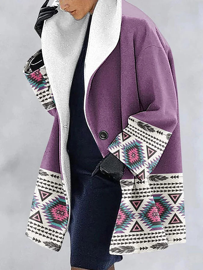 Printed Ethnic Hooded Coat.