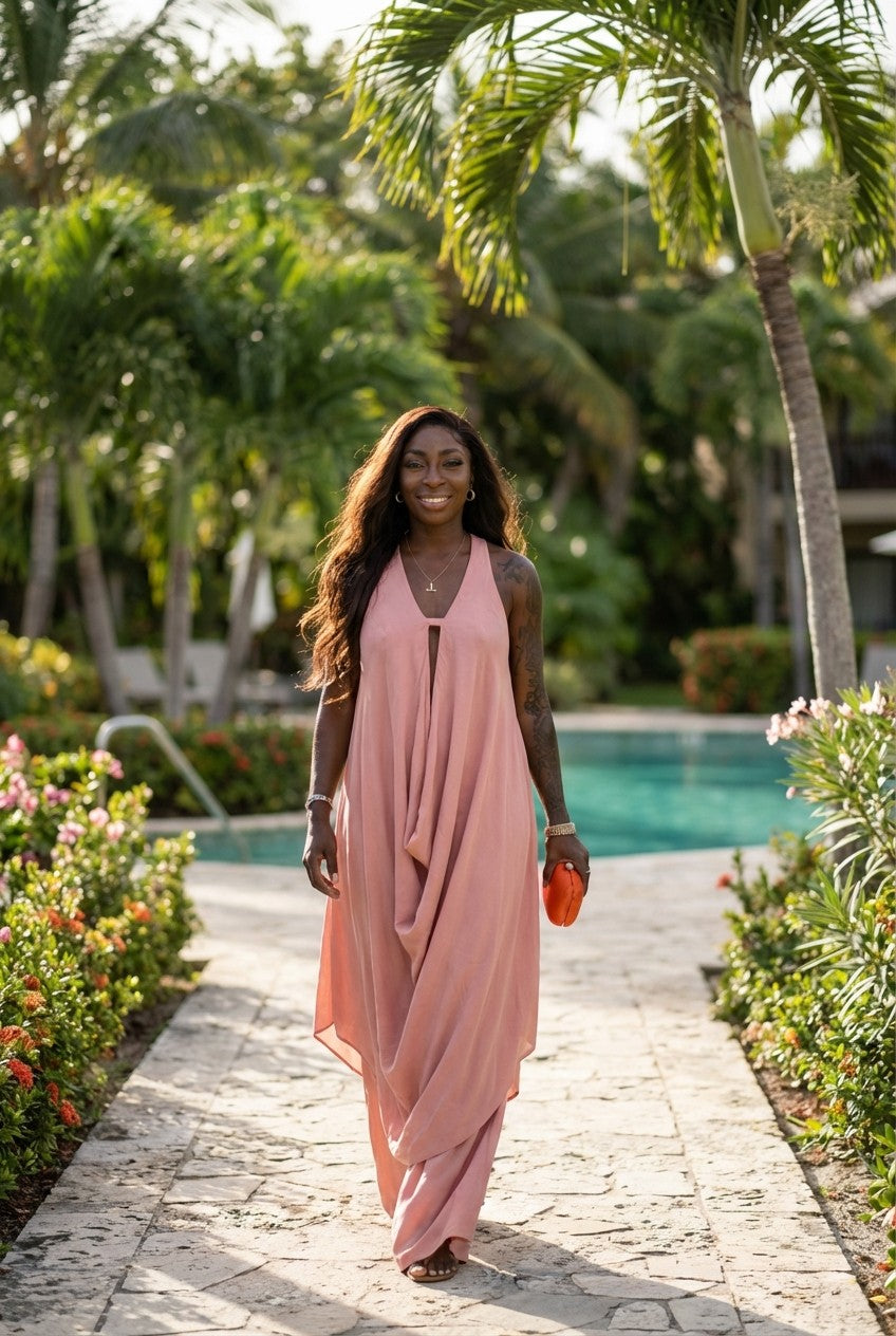 Women's Elegant Draped Blouse and Wide Leg Pants Set Minimalist Chic