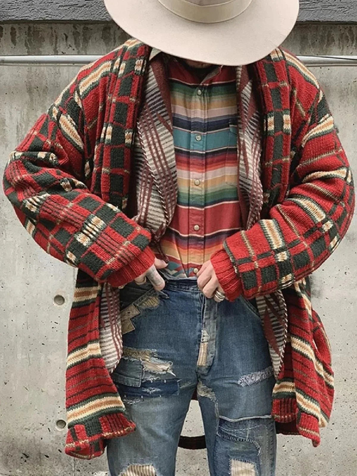 Red Plaid Vintage Coat