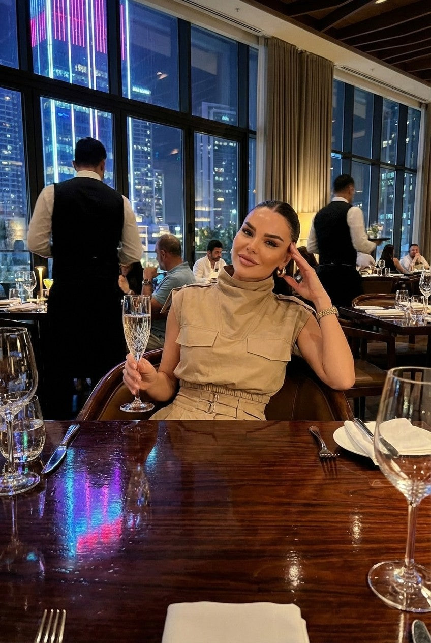 Women's Utility Cotton Cropped Top and Wide Leg Trousers Set Minimalist