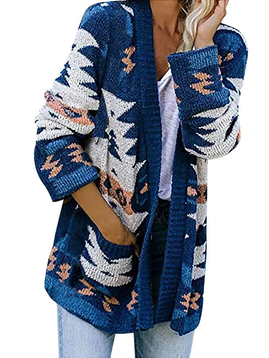 Vintage Ethnic Style Print Cardigan.