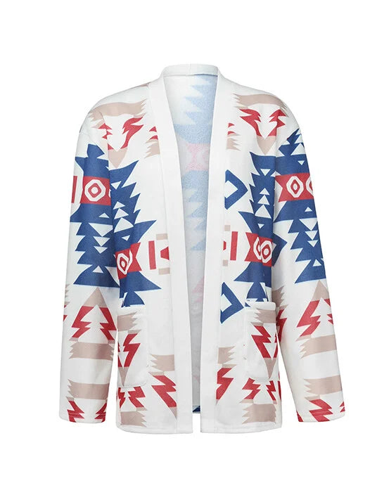 Vintage Ethnic Style Print Cardigan.