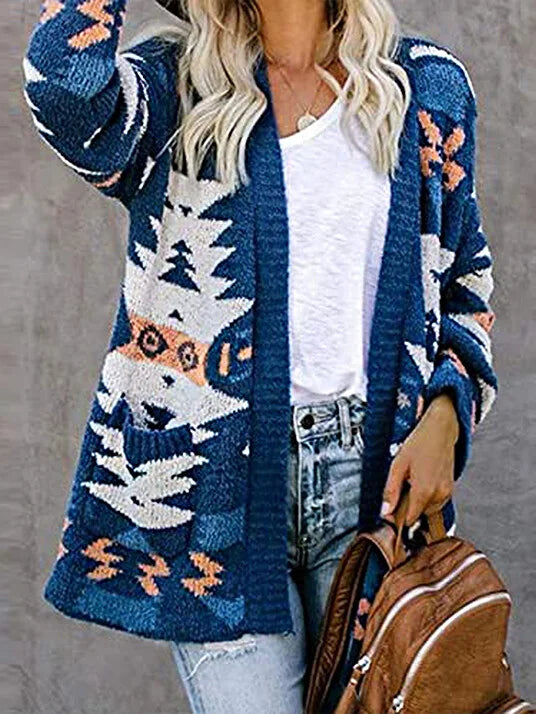 Vintage Ethnic Style Print Cardigan.