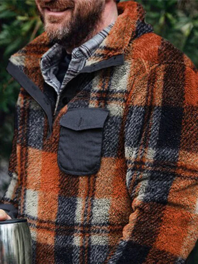 Flannel Check Print Sweatshirt.