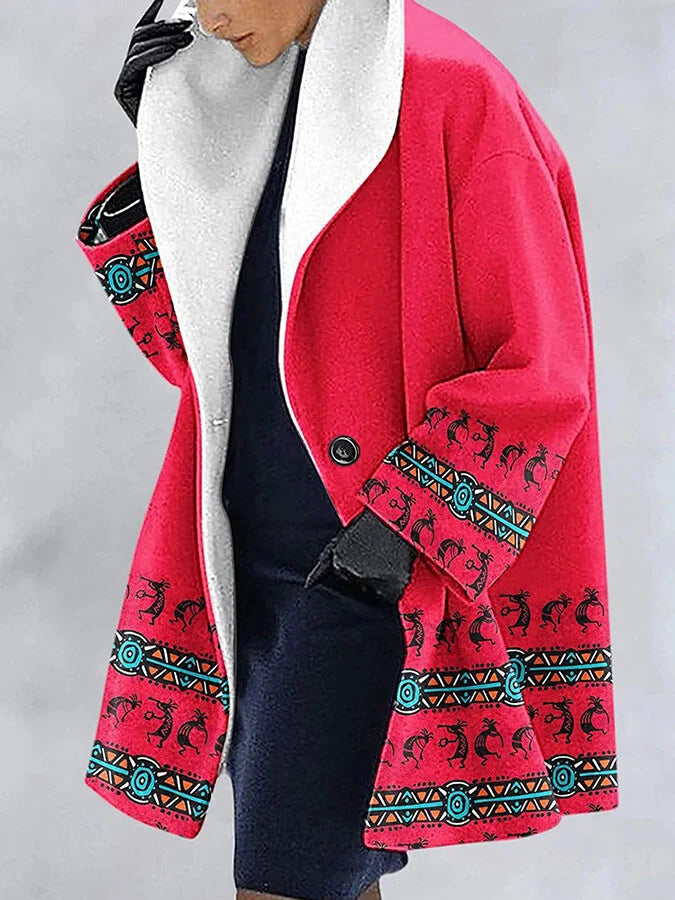 Printed Ethnic Hooded Coat.