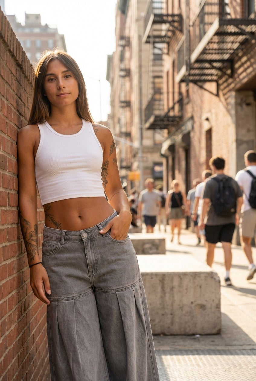 Women's Ribbed Cotton Crop Top, Slim Fit Racerback Tank Essential