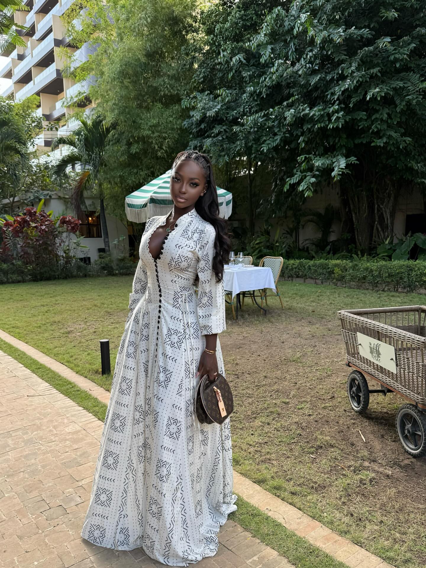 White patterned maxi dress