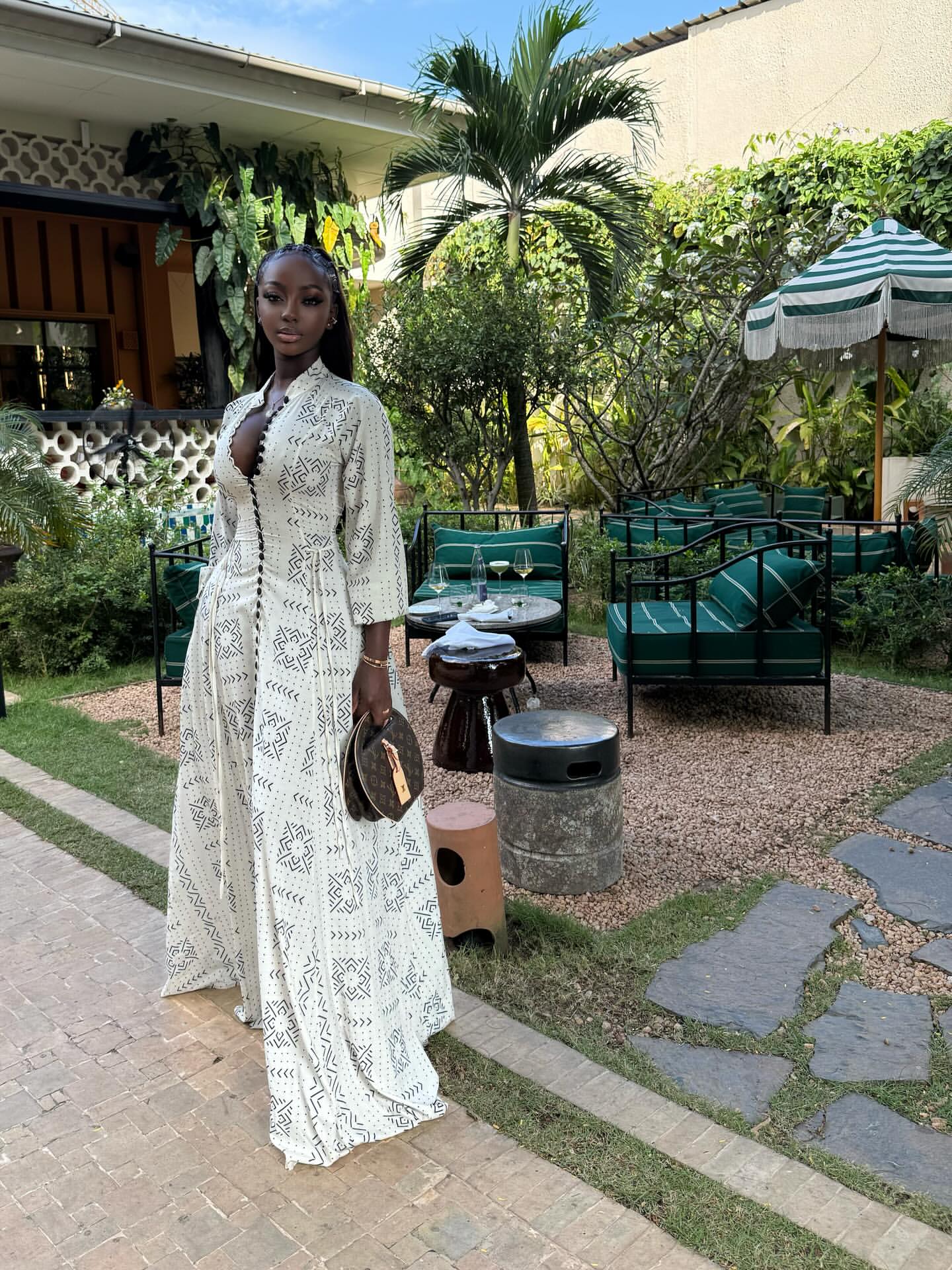 White patterned maxi dress