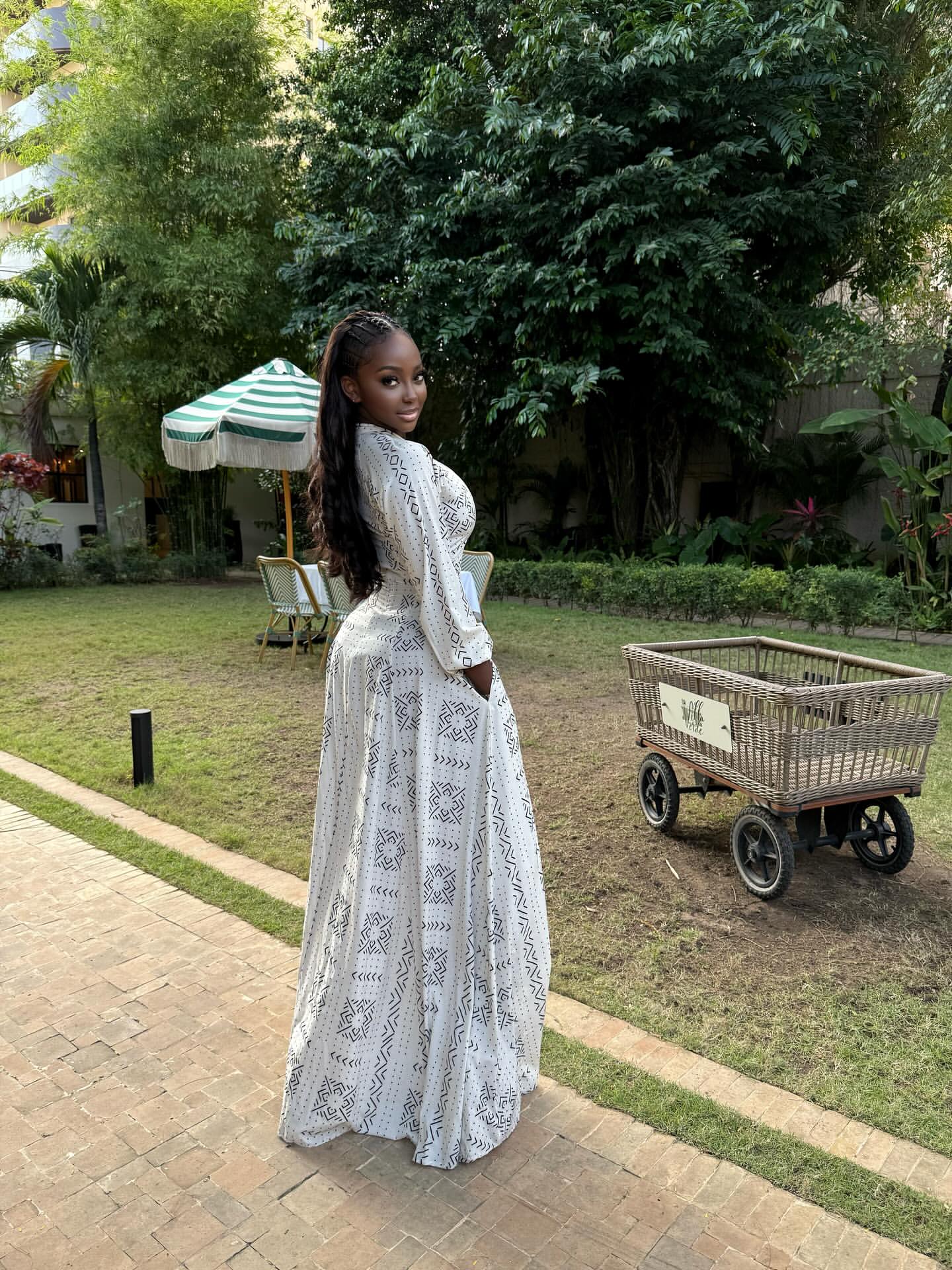 White patterned maxi dress