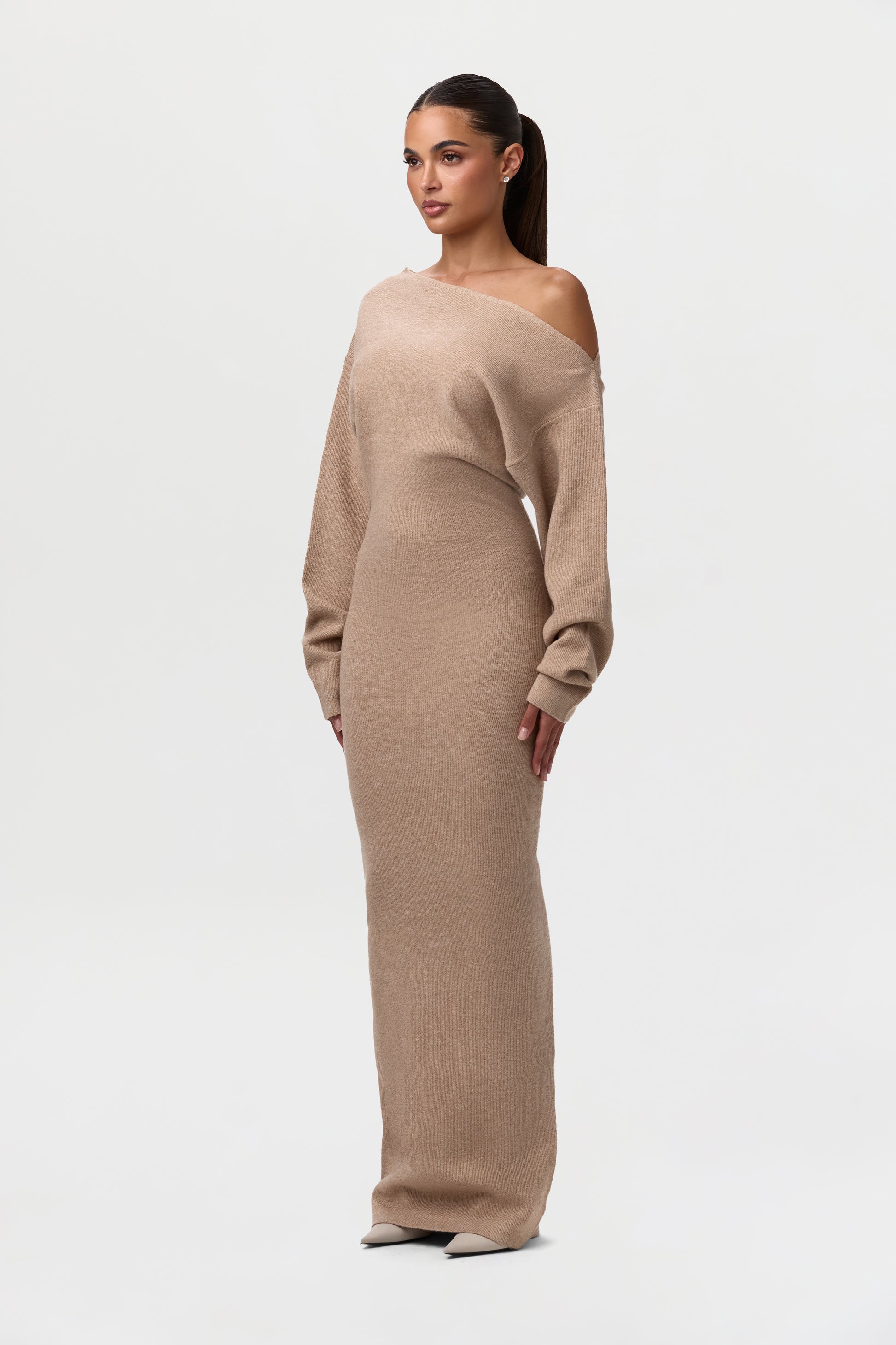 Knitted off-shoulder sweater dress