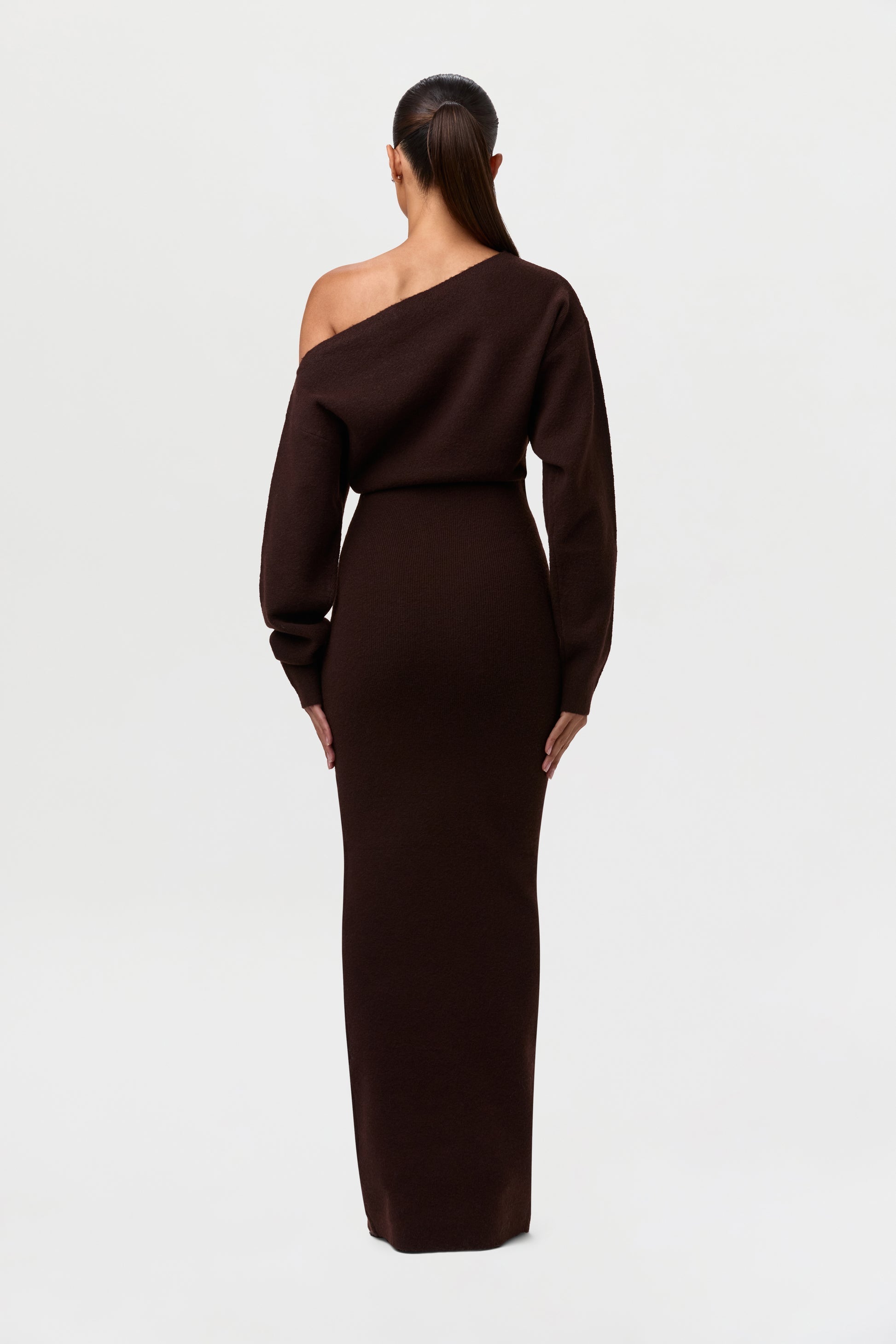 Knitted off-shoulder sweater dress