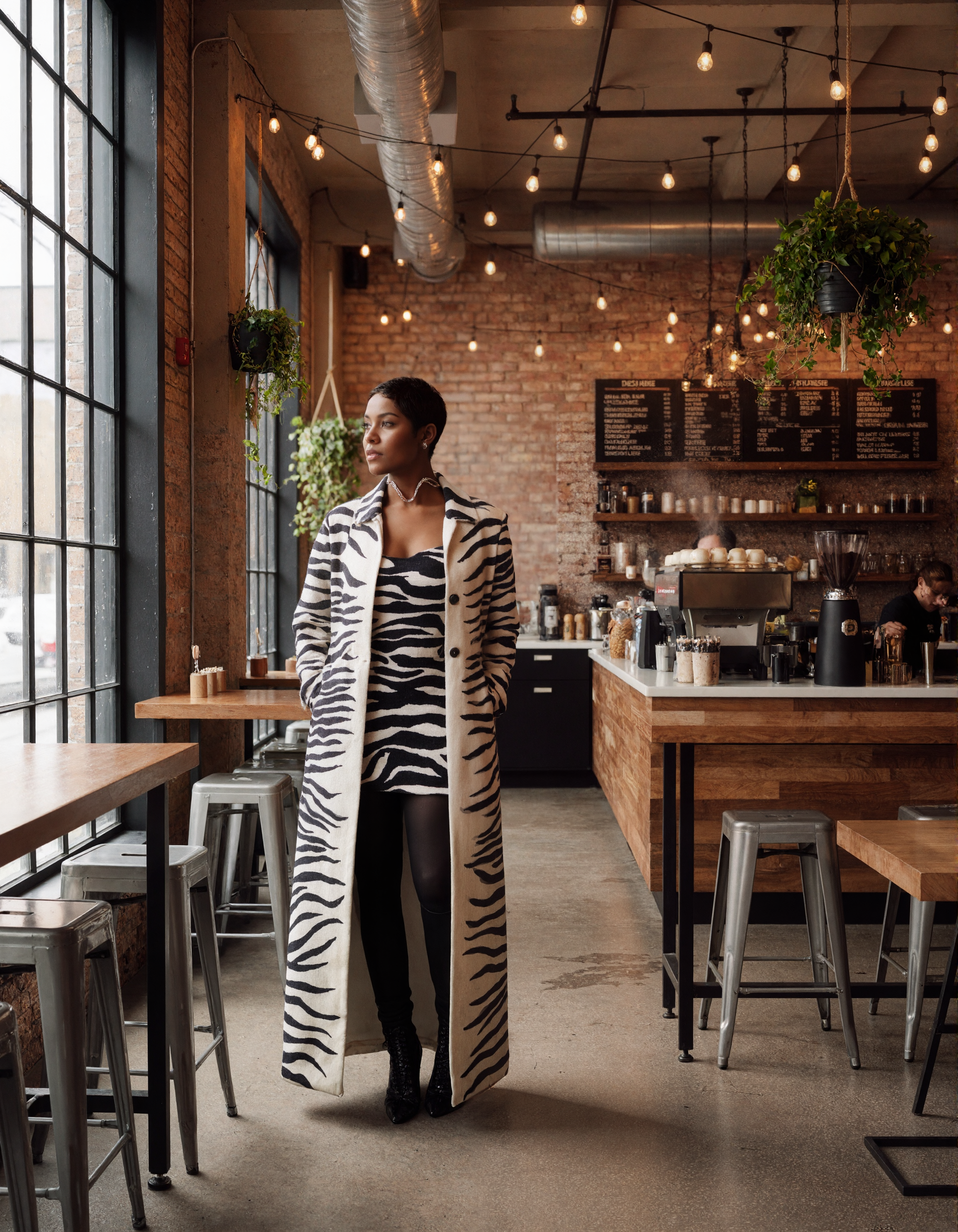 Zebra-print velvet set