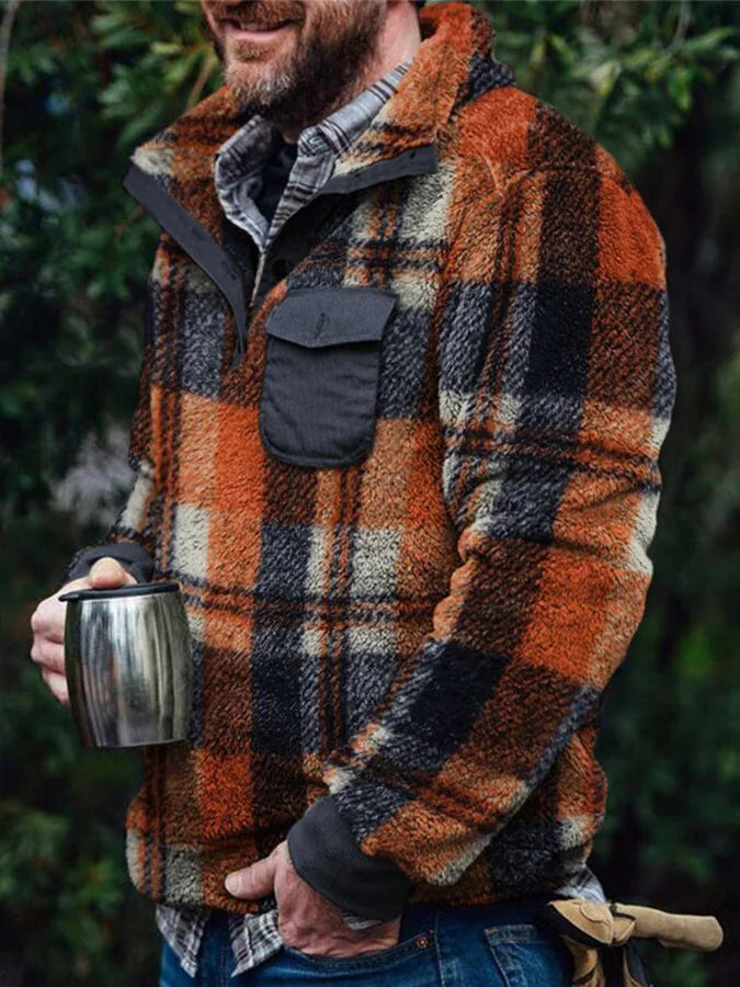 Flannel Check Print Sweatshirt.