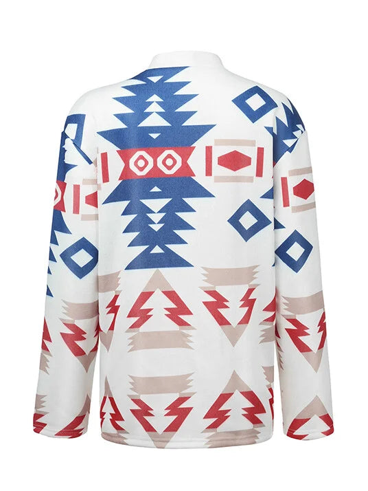 Vintage Ethnic Style Print Cardigan.
