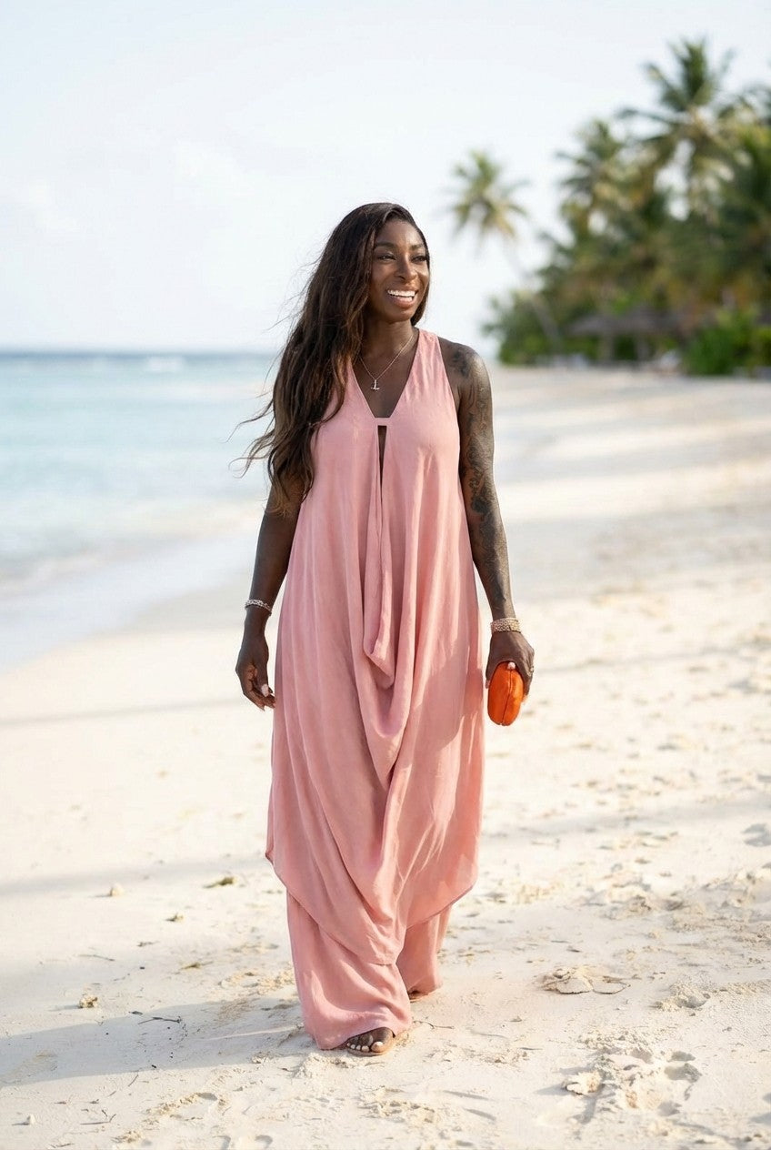 Women's Elegant Draped Blouse and Wide Leg Pants Set Minimalist Chic