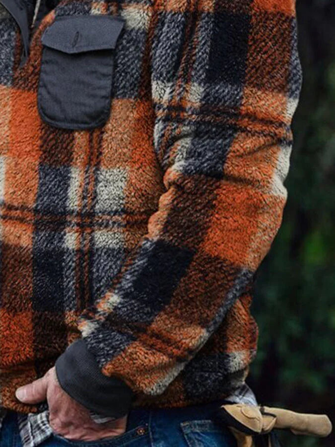Flannel Check Print Sweatshirt.