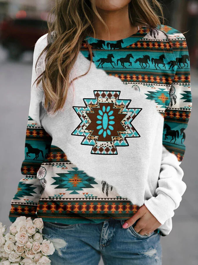 Ethnic Print Sweatshirt.