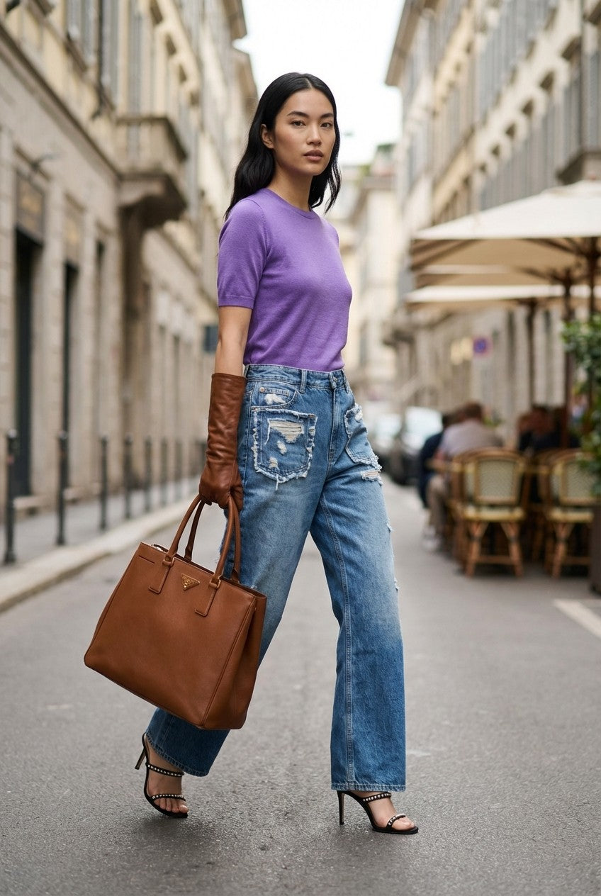 Women's Soft Knit Short Sleeve Crewneck Sweater Slim Fit Top