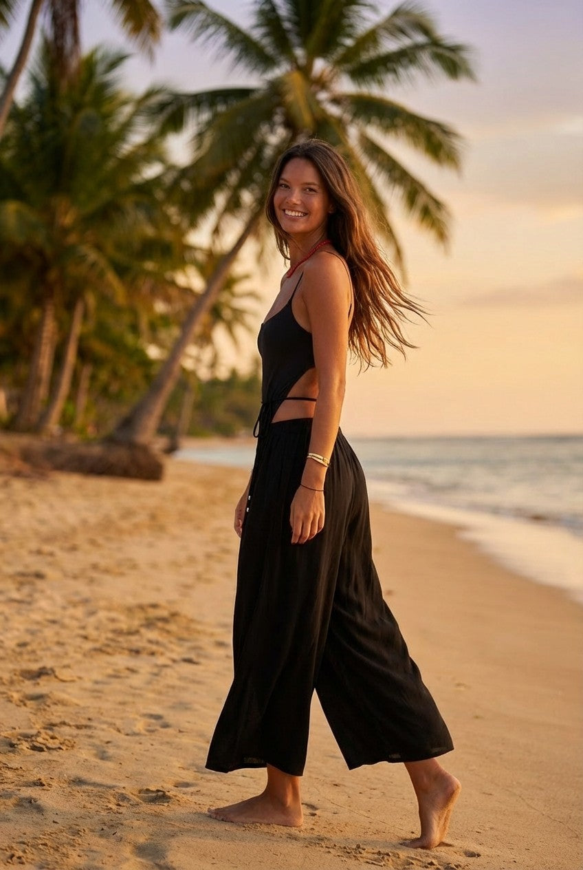 Women's Sleek Rayon Tank and Wide Leg Flowy Pants Resort Set