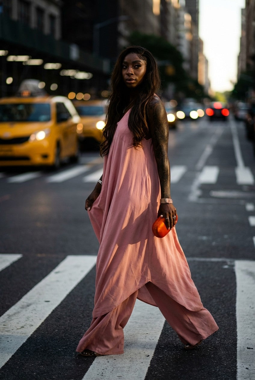 Women's Elegant Draped Blouse and Wide Leg Pants Set Minimalist Chic