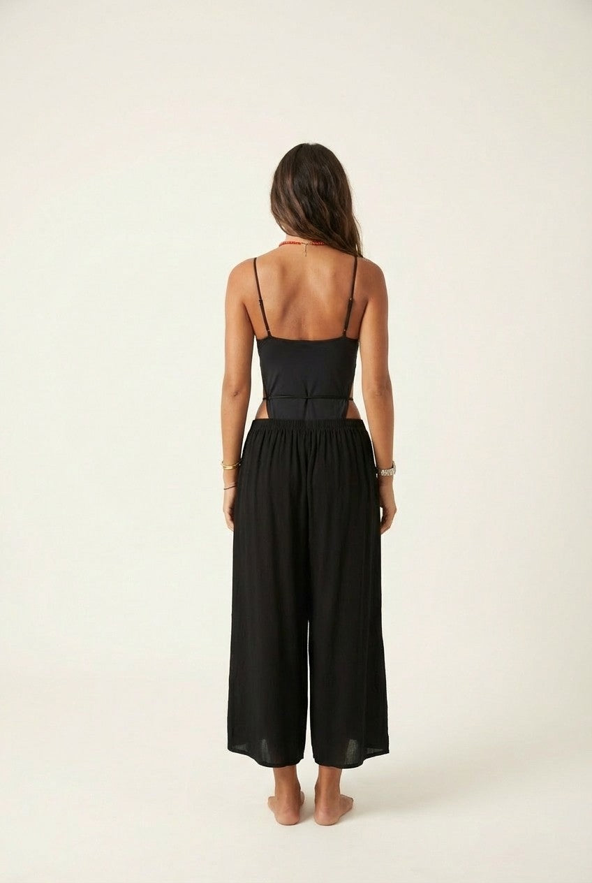 Women's Sleek Rayon Tank and Wide Leg Flowy Pants Resort Set