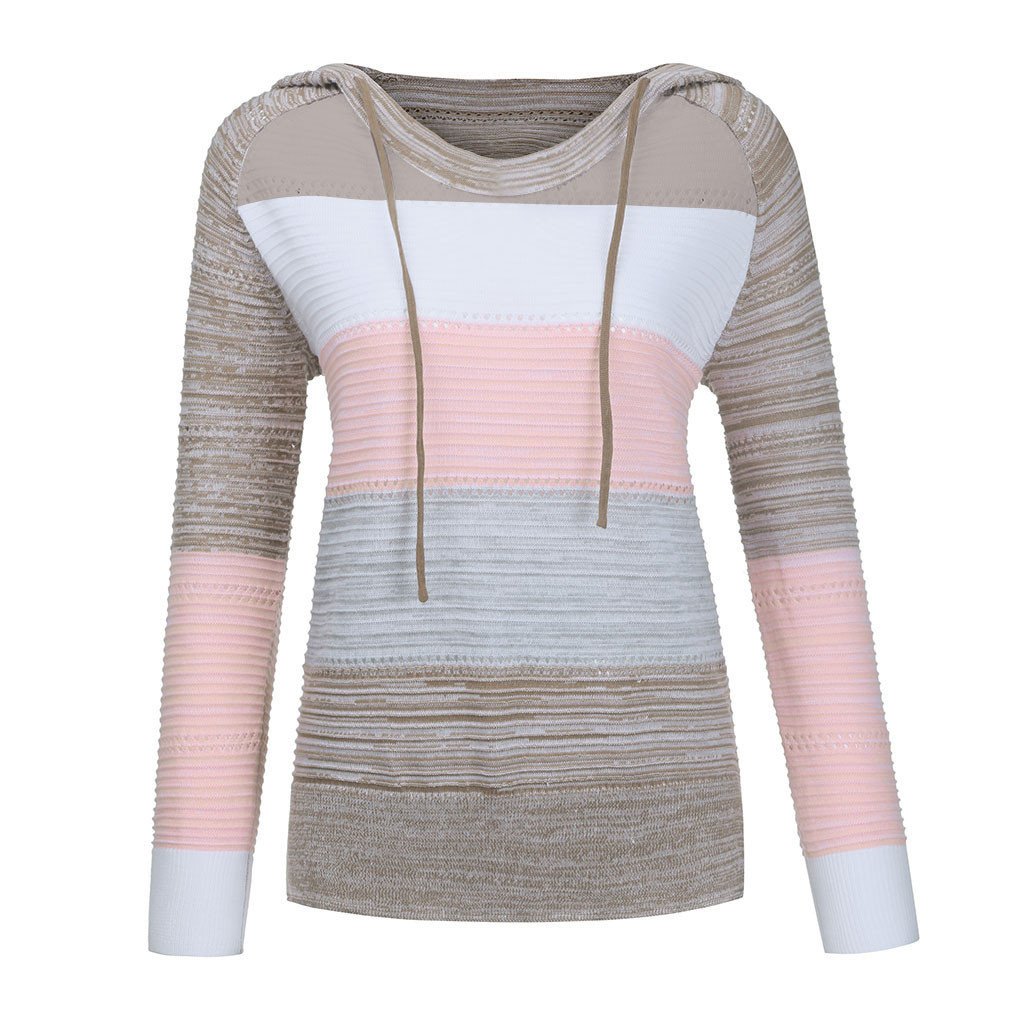 Color Block Hooded Casual Sweaters