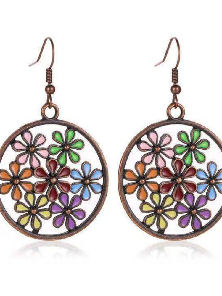 Wisherryy Colorful Flowers Hollow Carving Earrings