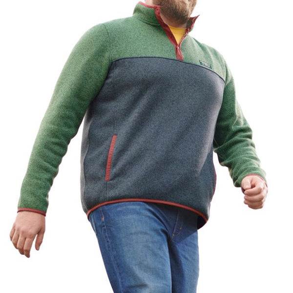 Men's Barbie Colorblock Sweater Fleece Sweatshirt Outdoor LLBean Henley Collar Pullover