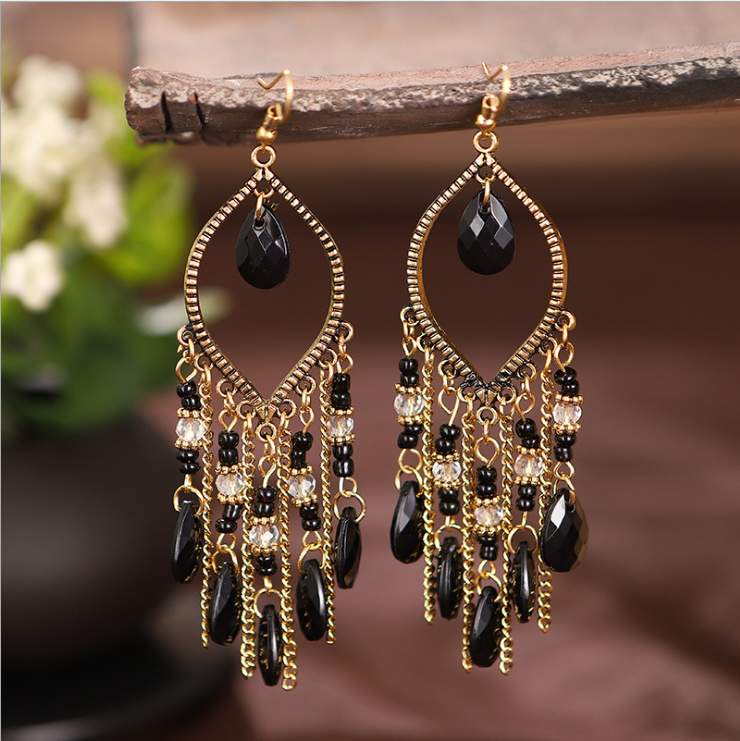 Wisherryy Ladies Casual Hollow Chain Earrings