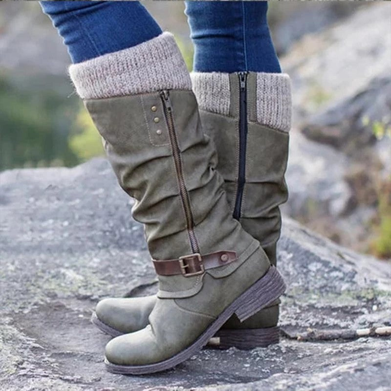 Vintage Knitted Stitching High Boots