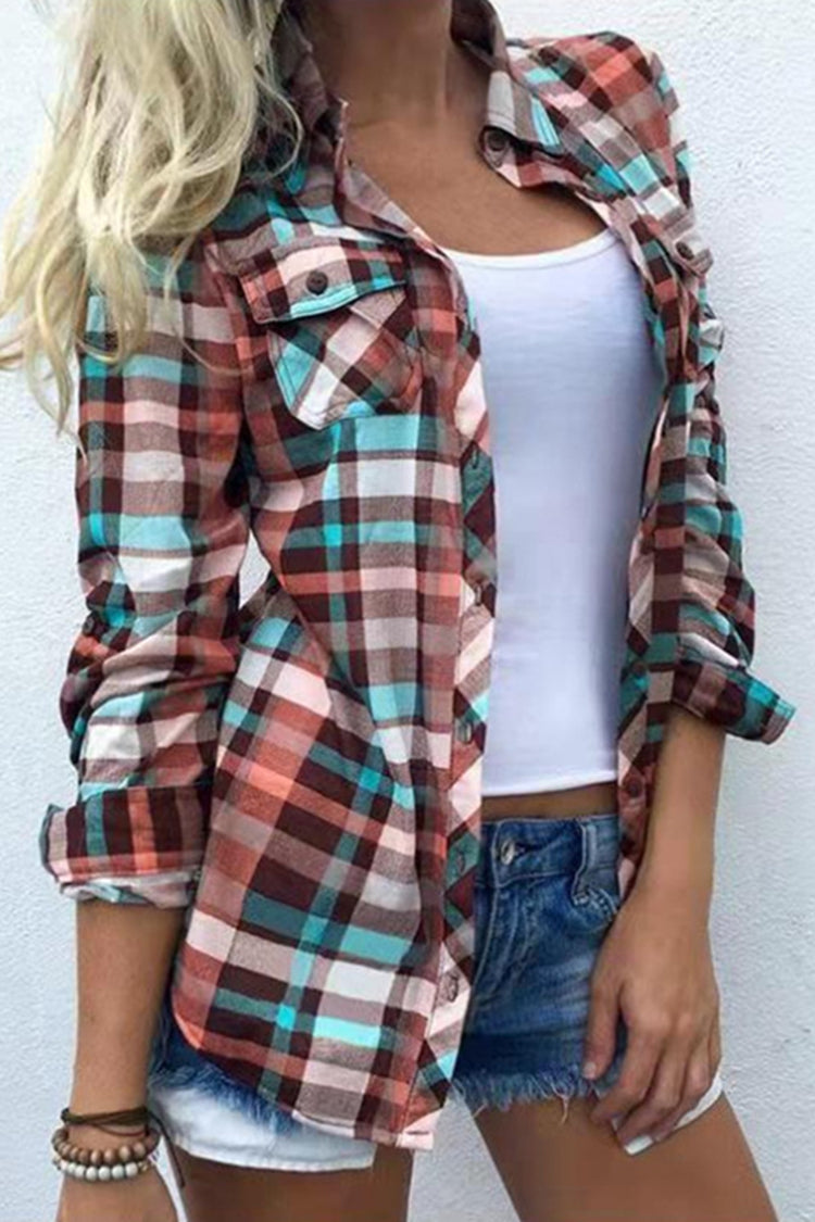 Vintage Check Long Sleeve Casual Shirt