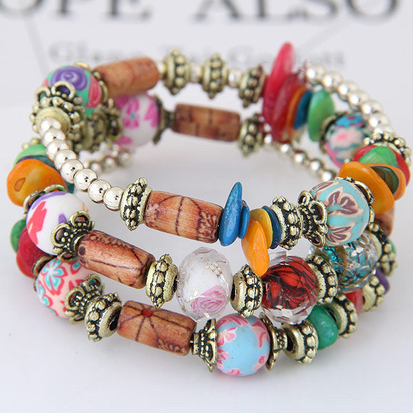 Wisherryy Bohemian Shell Clay Bracelet