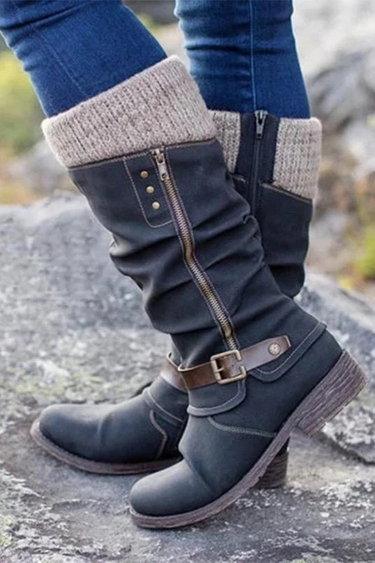 Vintage Knitted Stitching High Boots