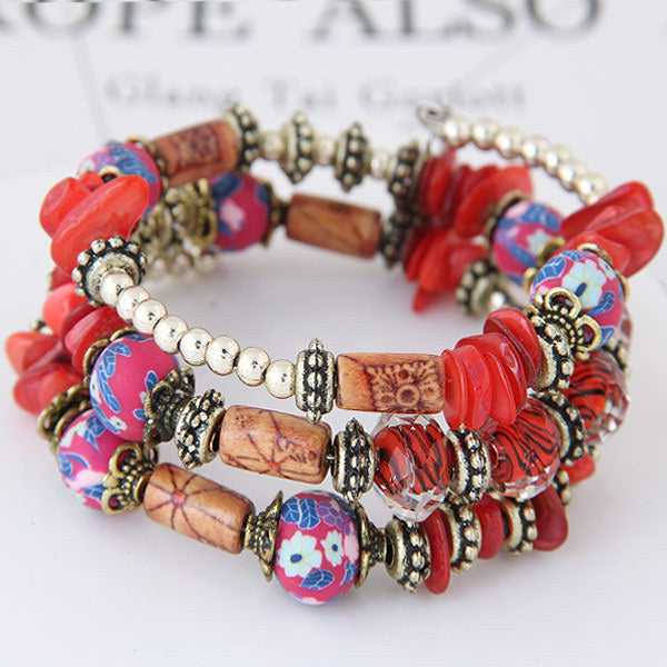 Wisherryy Bohemian Shell Clay Bracelet