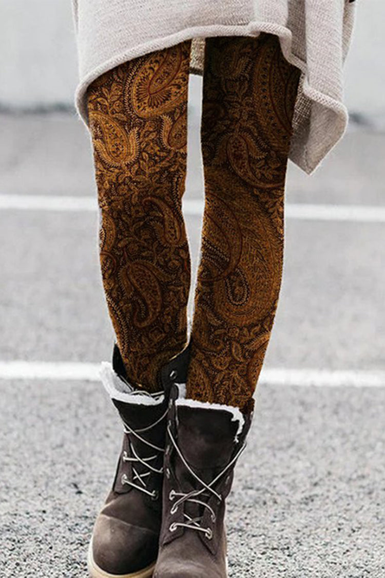 Vintage Print Casual Leggings