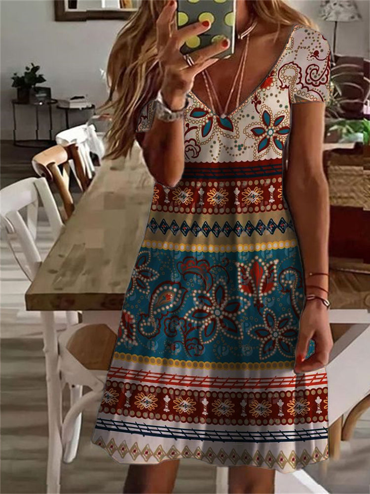 Boho Ethnic Paisley Print Midi Dress – Loickc