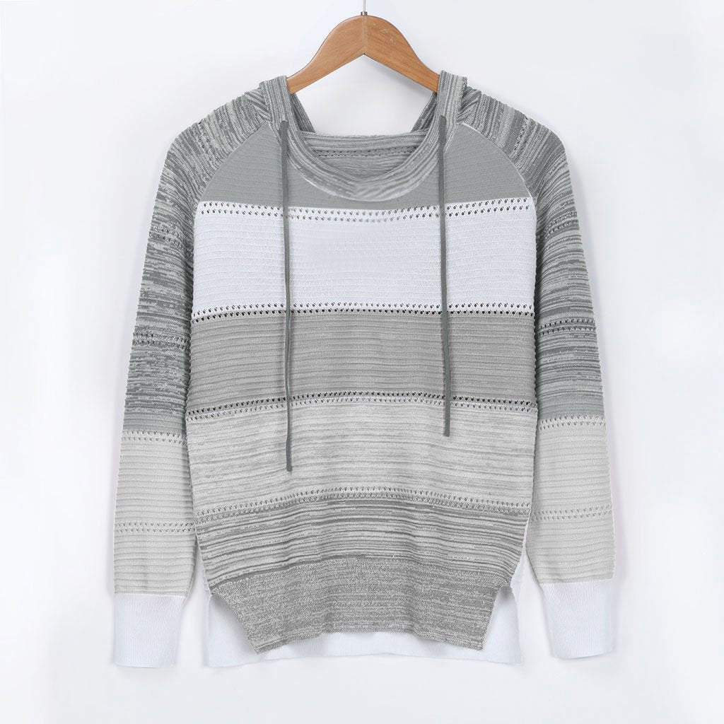 Color Block Hooded Casual Sweaters