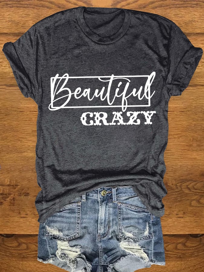 Women's Casual Beautiful CRAZY Print T-shirt