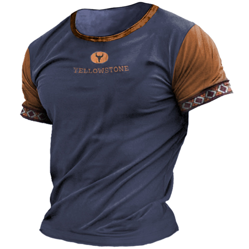 Men's T-Shirt Western Cowboy Yellowstone Ethnic Style Print Pattern Short Sleeve Round Neck Summer Tee