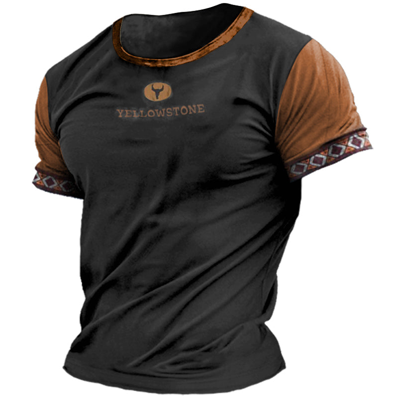 Men's T-Shirt Western Cowboy Yellowstone Ethnic Style Print Pattern Short Sleeve Round Neck Summer Tee