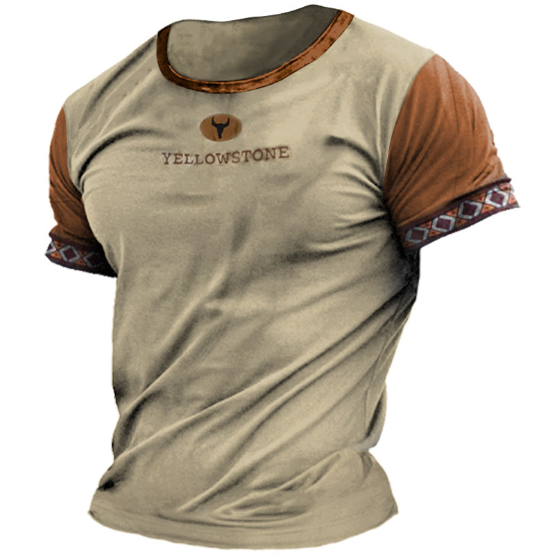 Men's T-Shirt Western Cowboy Yellowstone Ethnic Style Print Pattern Short Sleeve Round Neck Summer Tee