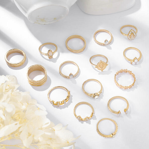 Unique Exquisite Alloy Jewelry Sets Rings (Set of 15 pairs)