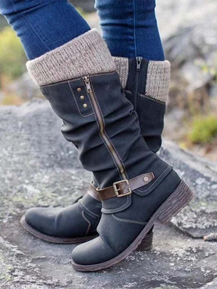 Vintage Knitted Stitching High Boots