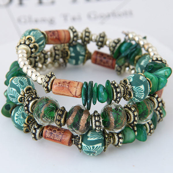 Wisherryy Bohemian Shell Clay Bracelet