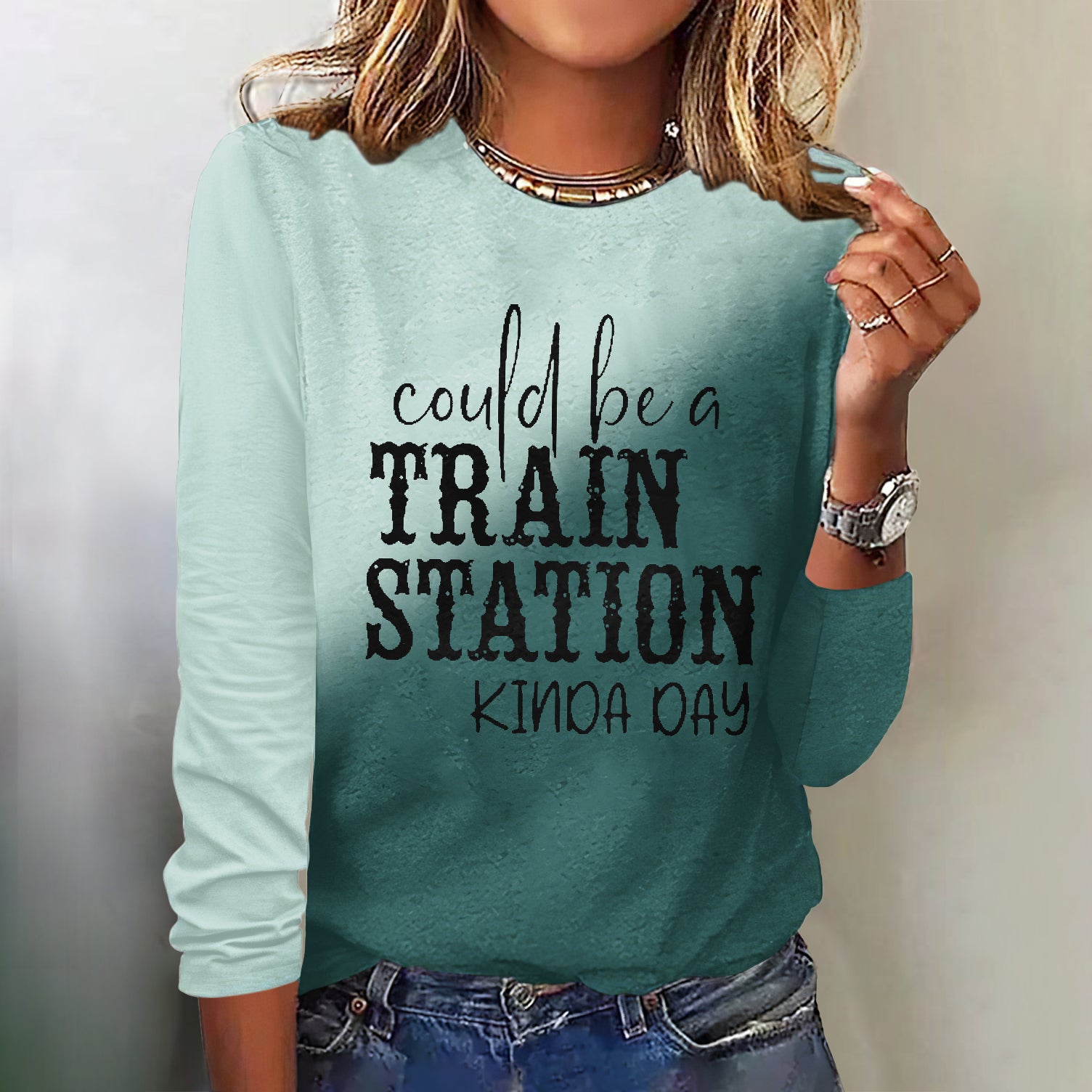 Could Be A Train Station Kinda Day Tie Dye Print T-Shirt