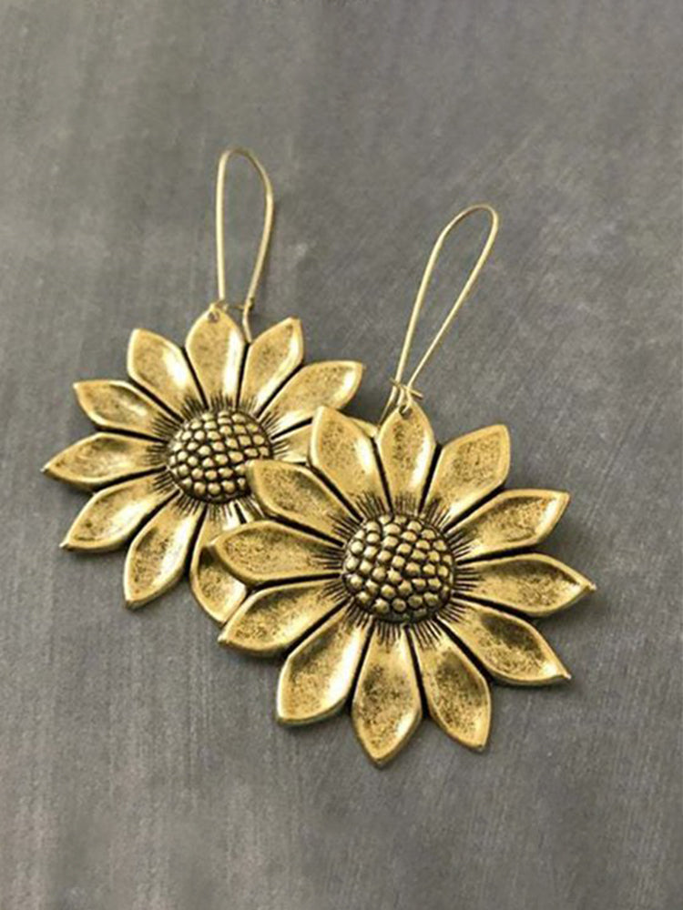 Wisherryy Western Vintage 3D Sunflower Earrings