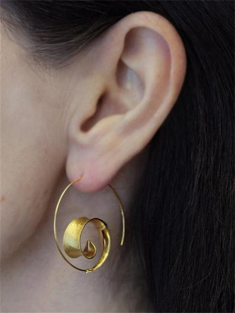 Wisherryy Leaves Inspired Spiral Earrings