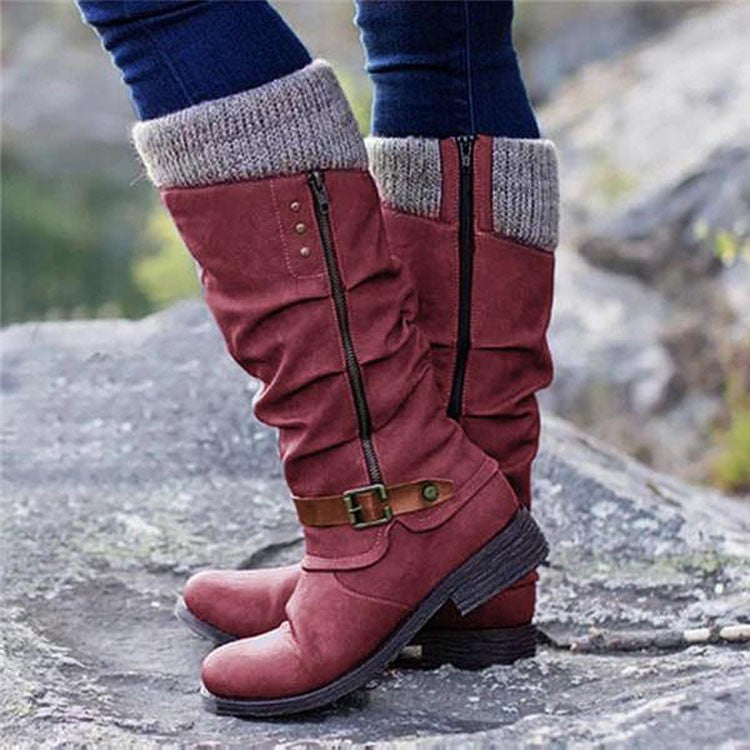 Vintage Knitted Stitching High Boots