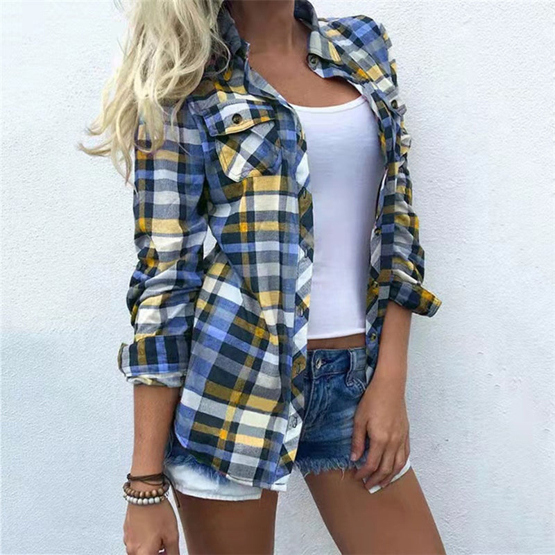 Vintage Check Long Sleeve Casual Shirt