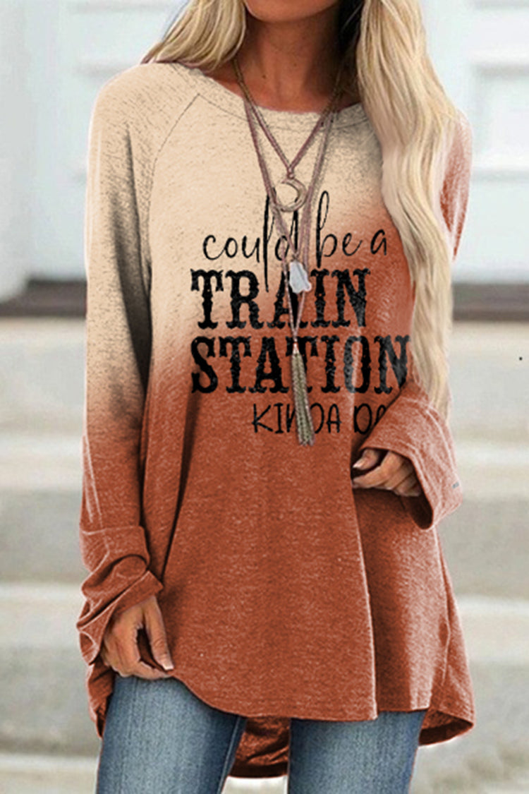 Could Be A Train Station Kinda Day Print Casual Tunic